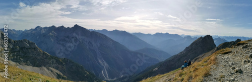 Beautiful panorama with Alps. European mountain range. German side not far from Mittenwald.