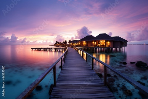 Breathtaking Maldives sunset  a luxury vacation in a tranquil paradise