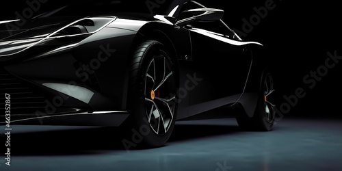 luxury black car in photo on black background. generative AI © Nanda