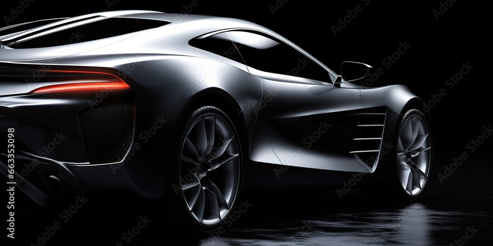 luxury black car in photo on black background. generative AI