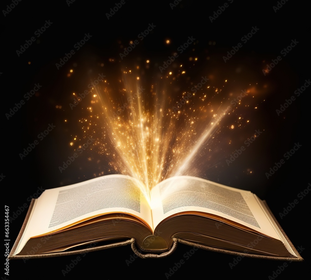 an open book that emits a bright light. generative AI an open book that emits a bright light. generative AI