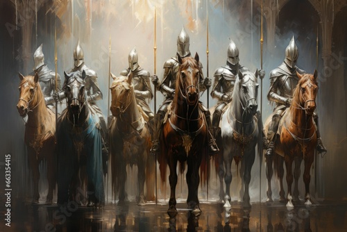 Noble knights clad in shining armor - Generative AI photo