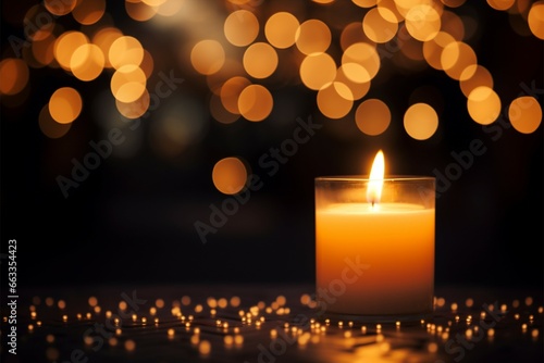 Cozy appreciation Round bokeh encircles a Thanksgiving themed aromatic candle