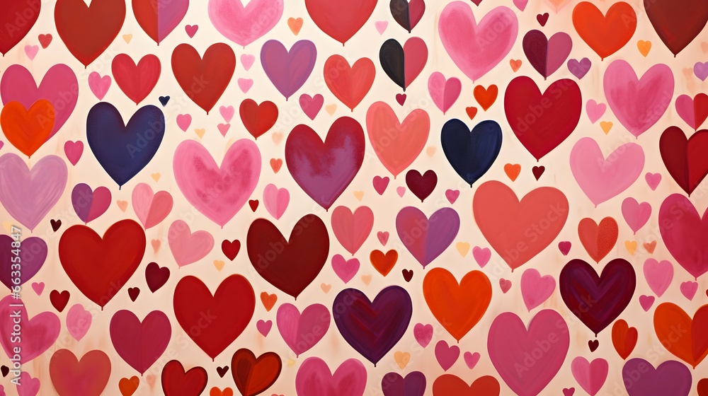 Fototapeta premium Hearts illustration background wallpaper design, love heart, valentines day card
