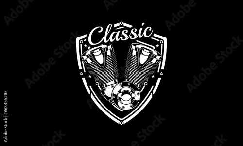 Vintage motor emblem, motorcycle logo badge