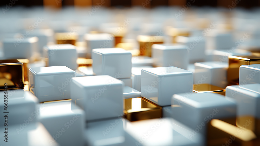 Obraz premium abstract background, wall of white 3d volumetric cubes, futuristic texture