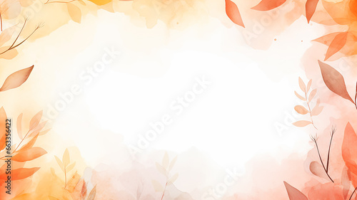 white background blank frame with yellow leaves in autumn light minimalism style © kichigin19