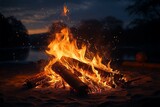 Darkness comes alive with campfire flames and sparkling embers