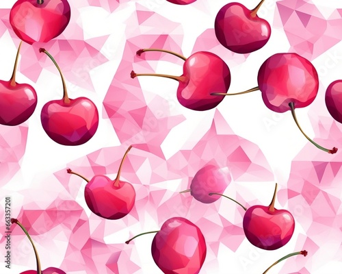 Low ploy Seamless pattern Cherry