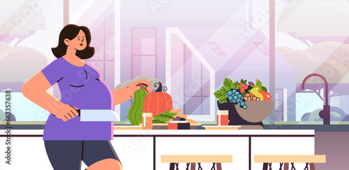 pregnant woman cooking at home future mom eating many fruits and vegetables pregnancy motherhood expectation