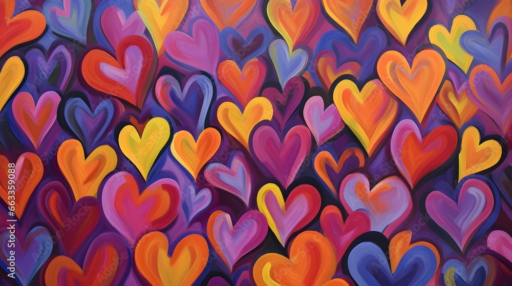 Fototapeta premium Hearts illustration background wallpaper design, love heart, valentines day card