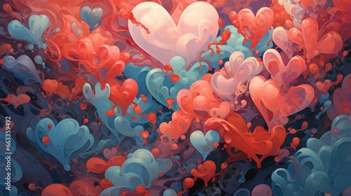 Hearts illustration background wallpaper design, love heart, valentines day card © Filip