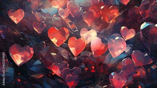 Hearts illustration background wallpaper design, love heart, valentines day card photo