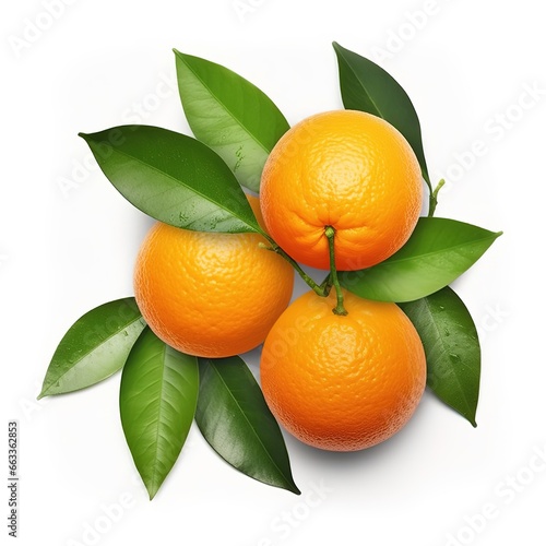 photo of fresh oranges on white background. generative AI