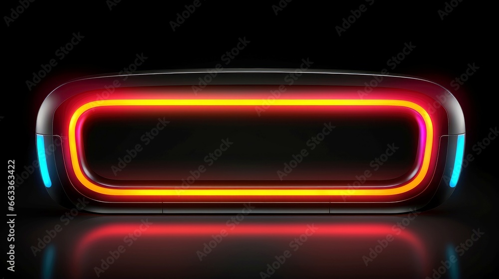 Abstract futuristic neon glowing lamps in dark corridor, Technology background Abstract futuristic neon glowing lamps in dark corridor, Technology background