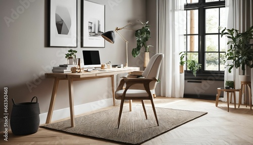 Use of task chair in Scandinavian home office interior