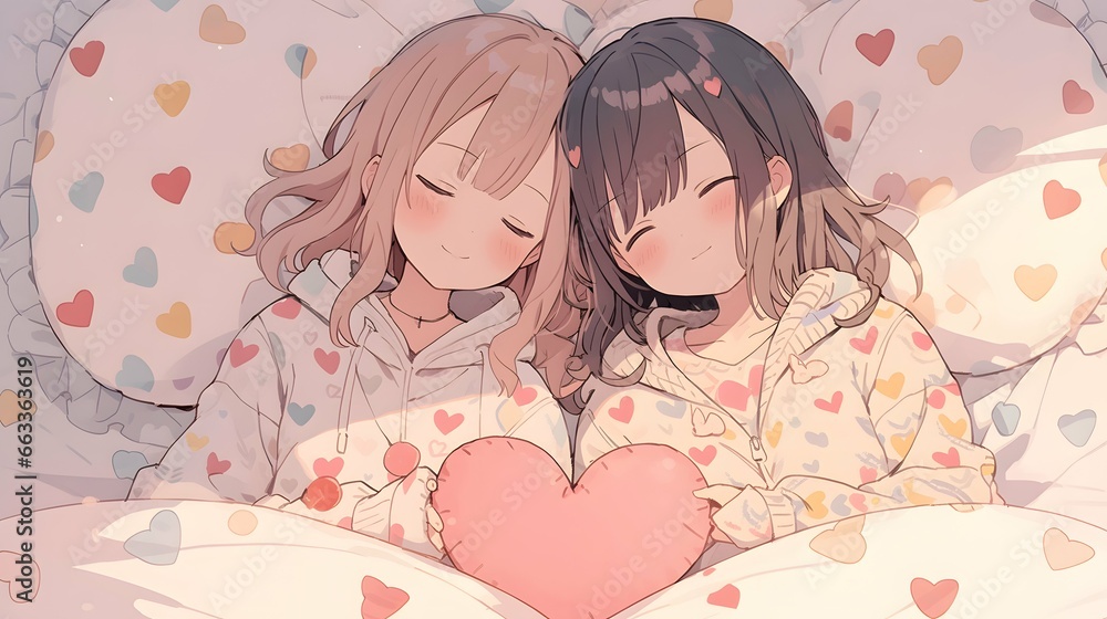 Cute LOFI anime manga style illustration, love couple Cute LOFI anime manga style illustration, love couple