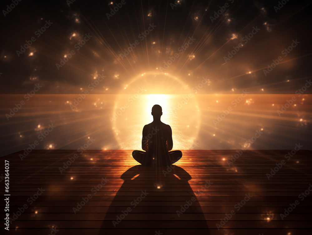 Abstract meditation enlightenment background, mindful and spiritual concept