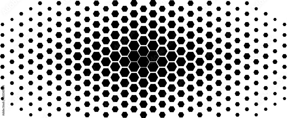 Hexagon Vector Abstract Geometric Technology Background. Halftone Hex Retro Simple Pattern. Minimal Style Dynamic Tech Wallpaper. Vector Formats - obrazy, fototapety, plakaty 