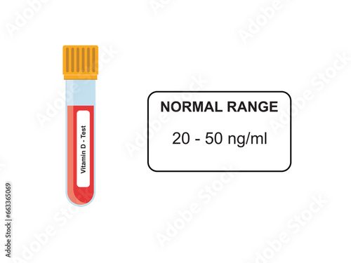 Vitamin D Blood Test Concept Design. Vector Illustration.
