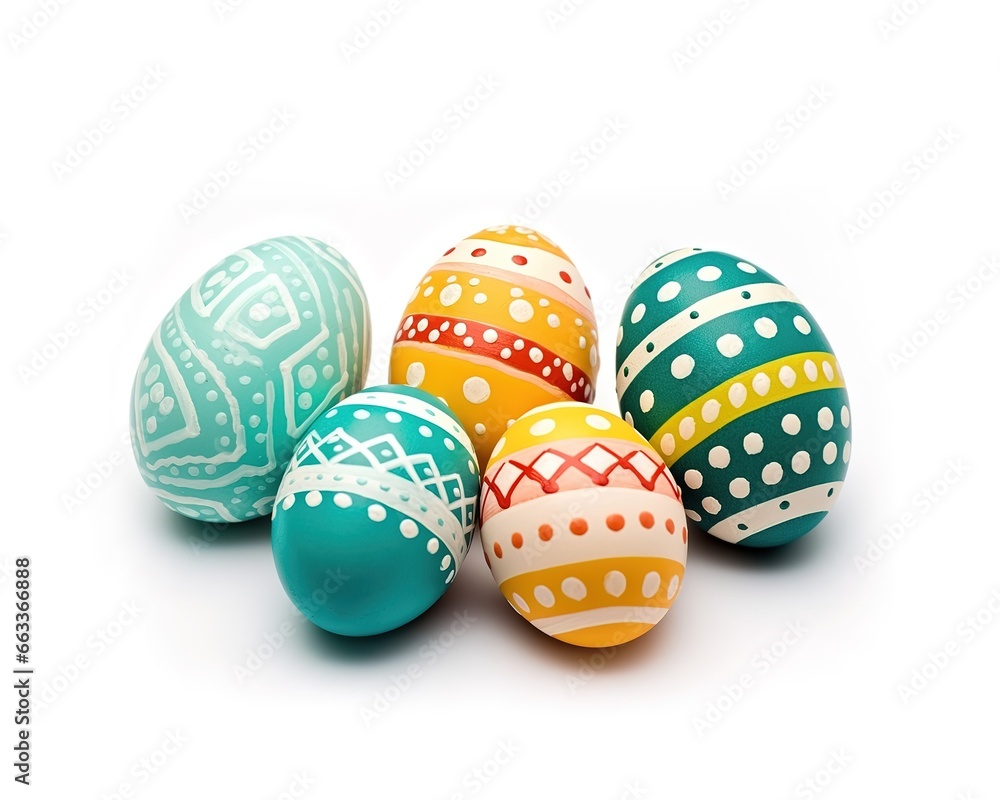 Obraz premium Colorful eggs on white background. generative AI