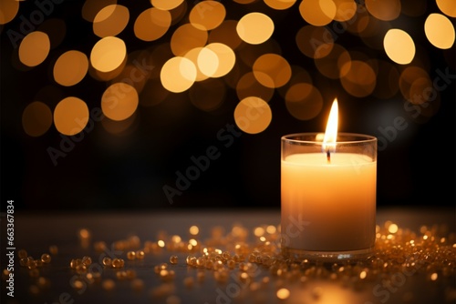 Grateful glow Candles flame and round bokeh  perfect for Thanksgiving
