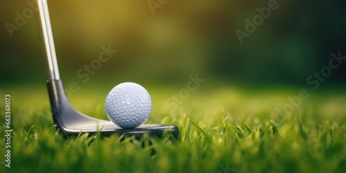 golf ball on a green field. generative AI