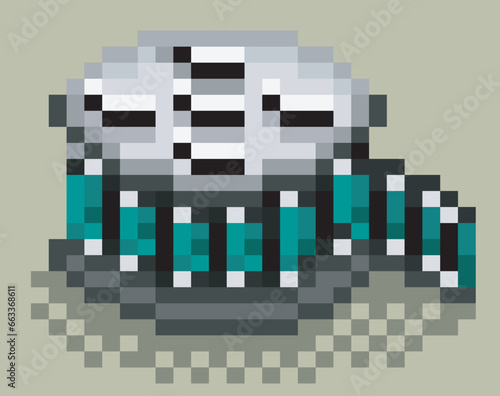 Vectorized Pixel art film roll,Vectorized pixel format old cinema film roll.