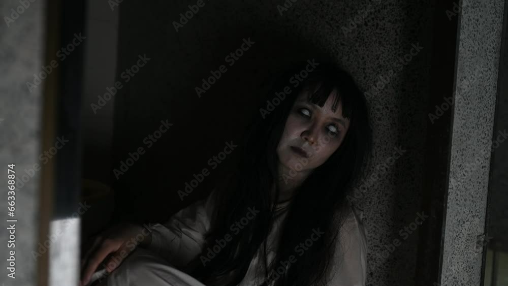 Portrait of asian woman make up ghost,Scary horror scene for background,Halloween festival concept,Ghost movies poster,angry spirit in the apartment Portrait of asian woman make up ghost,Scary horror scene for background,Halloween festival concept,Ghost movies poster,angry spirit in the apartment