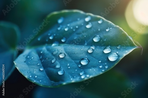 Water droplets on leaf in nature macro. wallpaper background,floral and leaf macro concept