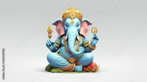 Happy Ganesh Chaturthi isolated on white background, Generative ai.
