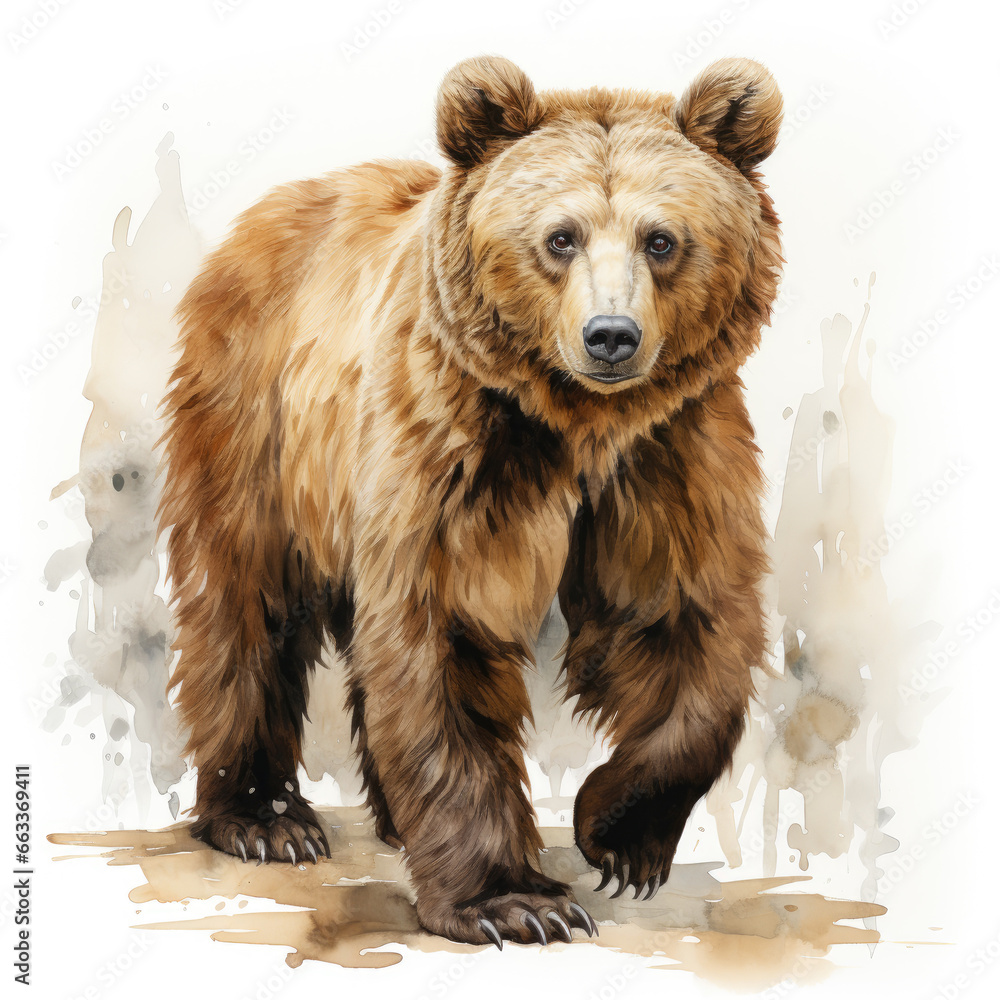 Fototapeta premium watercolor Bear clipart, Generative Ai
