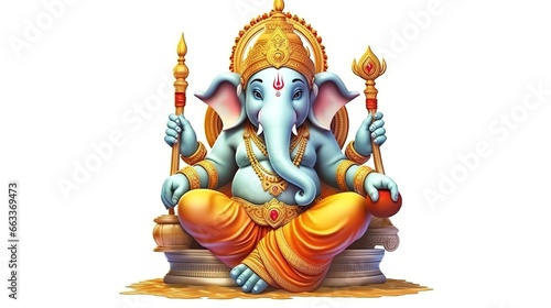 Happy Ganesh Chaturthi isolated on white background, Generative ai.