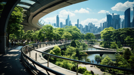 Green city of the future.  Harmony of big city and nature.
