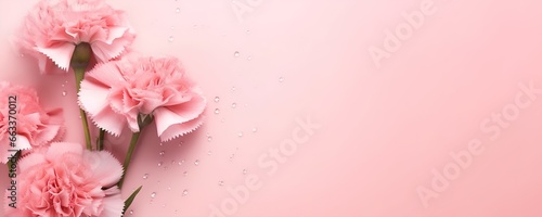 beautiful tulips on a pink background. generative AI