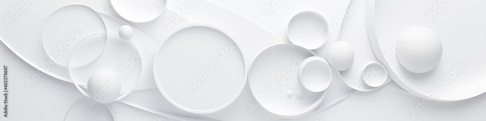 white background geometric circles flat on the wall copy space long narrow row. white background geometric circles flat on the wall copy space long narrow row.