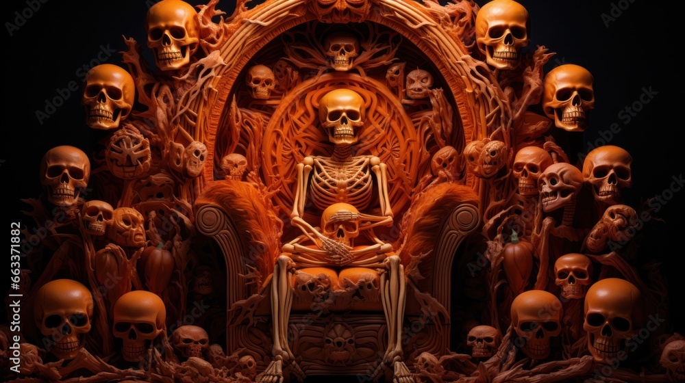 halloween skeletons throne