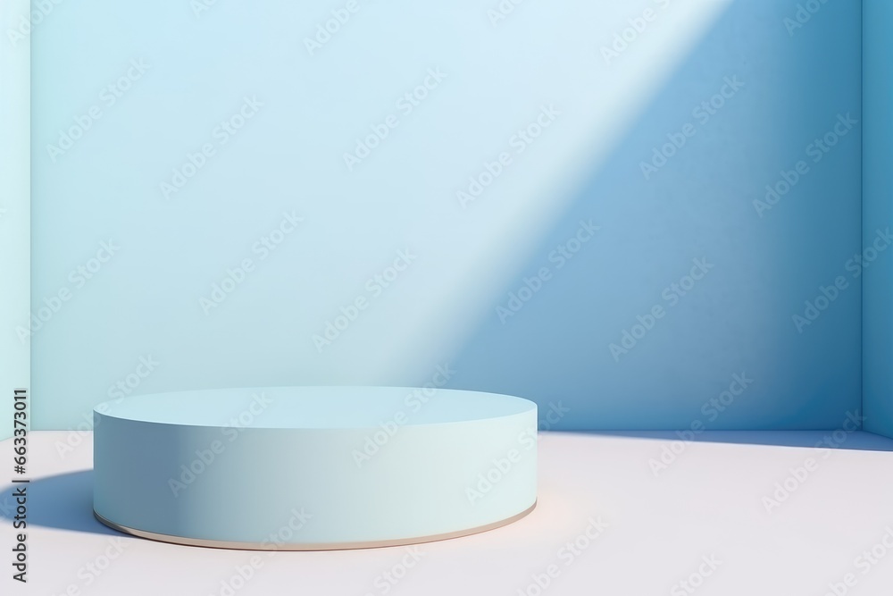 Stone rock podium for display product on blue background, for cosmetic product branding, identity and packaging presentation.promotion display. Stone rock podium for display product on blue background, for cosmetic product branding, identity and packaging presentation.promotion display.