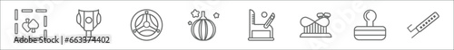 outline set of arcade line icons. linear vector icons such as spades, score, steering wheel, club, pinball, roller coaster, controller,