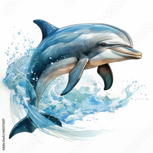 watercolor Dolphin Teaclipart  Generative Ai