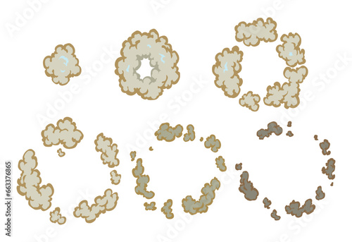 Explosion animation set. Cartoon burst effect of vector comic boom and bang. Bomb blasts or explosive power energy flash, war game attacks animation. Vector illusration