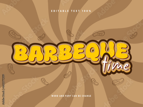 editable text effect barbeque time with lineart meat