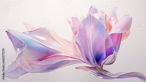  a pink flower with purple petals on a white background with a blurry background.  generative ai