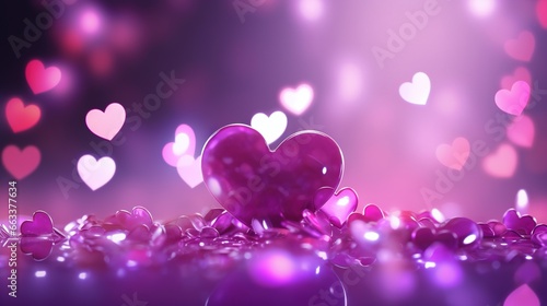  a heart shaped object surrounded by hearts of pink and purple.  generative ai