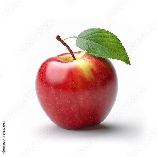 close-up photo of a ripe apple on a white background. Generative AI