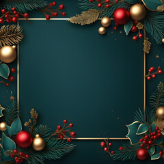 Christmas ans New Year seasonal social media background design in square with blank space for text. Template for holiday commercial promotion post.