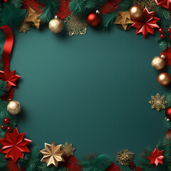Christmas ans New Year seasonal social media background design in square with blank space for text. Template for holiday commercial promotion post.