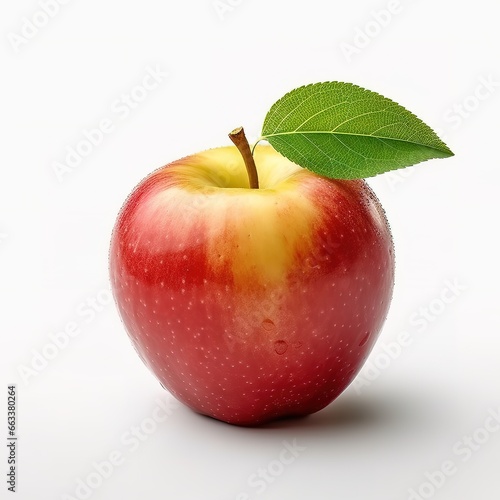 close-up photo of a ripe apple on a white background. Generative AI
