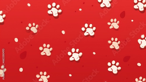 a red background with white paw prints and a red background with white paw prints. generative ai
