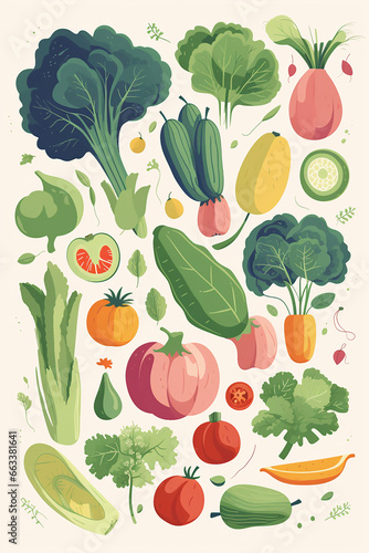 collection of vegetables set created with Generative Ai